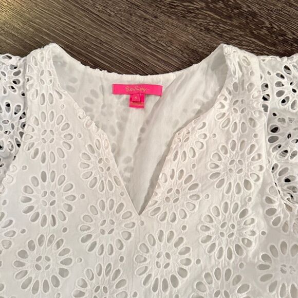 Lilly Pulitzer Jerilynn Flutter Sleeve Eyelet Top - Picture 3 of 8
